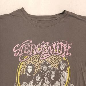 Aerosmith Get Your wings Band Crew Neck Graphic Shirt Womens Size Large L Gray